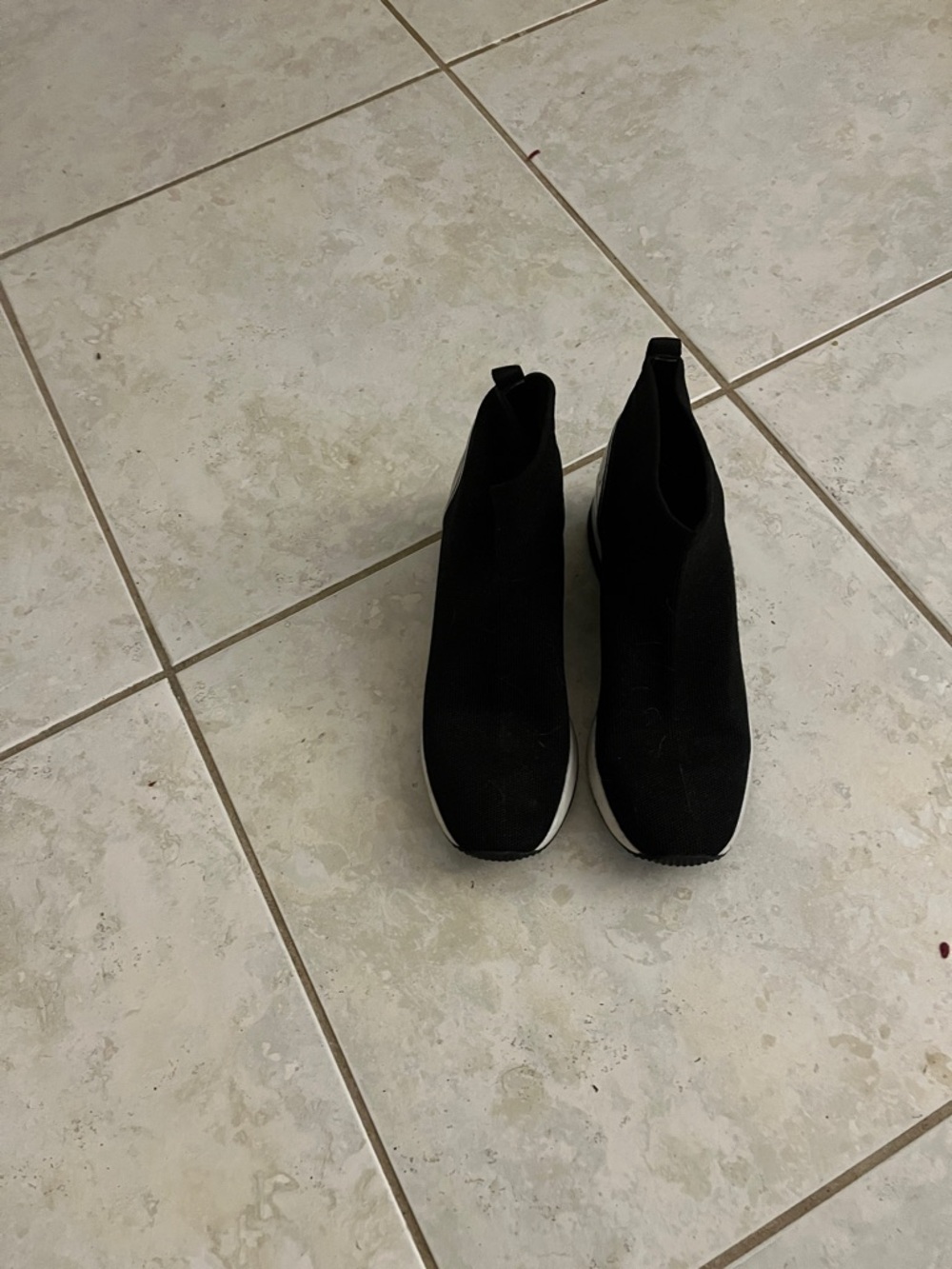 Michael Kors Black Slip-On Knit Sneaker with Silver Heel - Picture 2 of 7